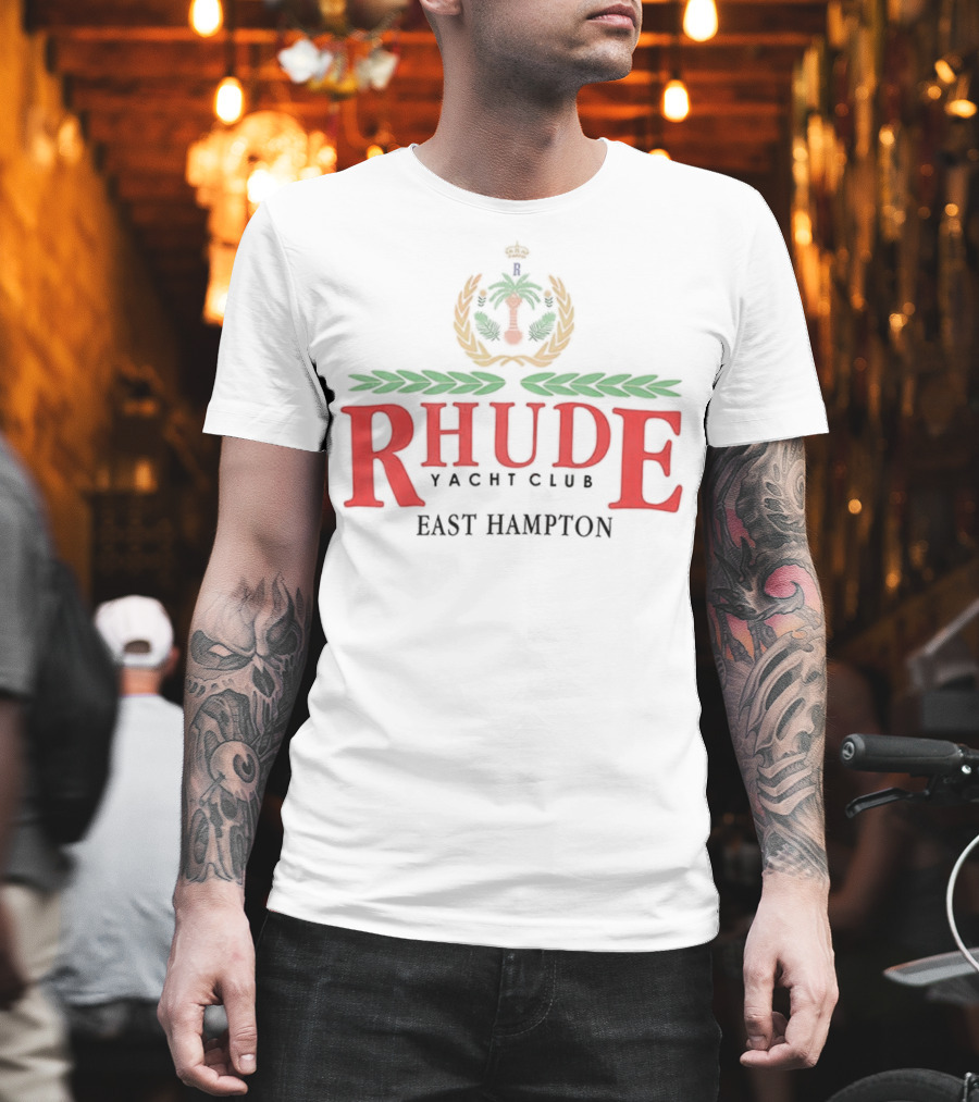 RHUDE Yacht Club East Hampton Emblem With Laurel And Anchor T-Shirt