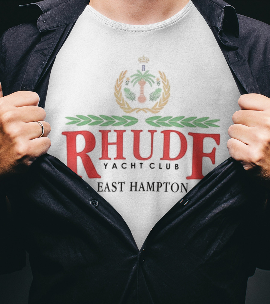 RHUDE Yacht Club East Hampton Emblem With Laurel And Anchor T-Shirt