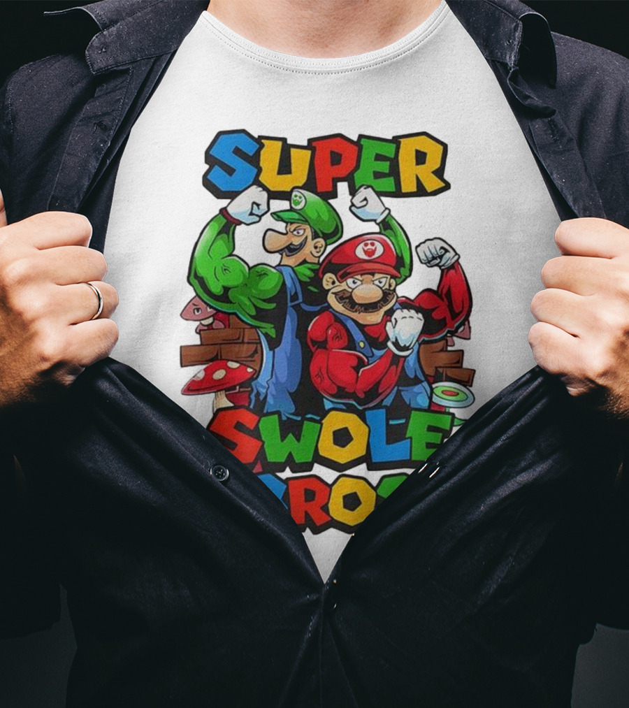 Super Swole Bros Classic Video Game Character Gym Lover Strong Cartoon Bros T-Shirt