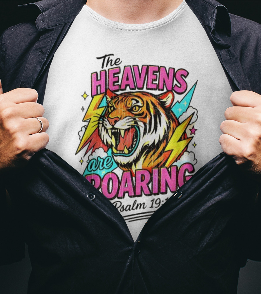 Tigers The Heavens Are Roaring Psalm 19:1 90s Style T-Shirt