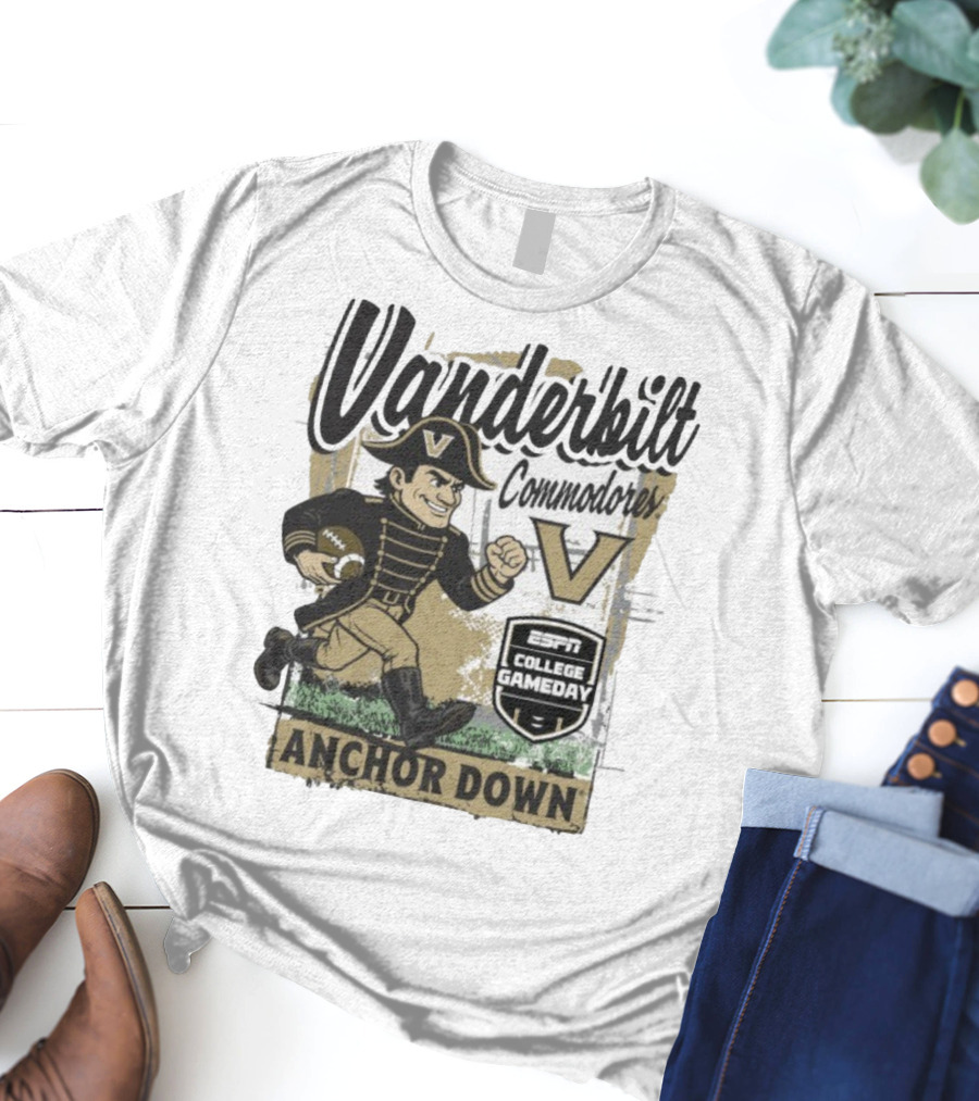 Vanderbilt Commodores Anchor Down ESPN College Gameday 2025 Mascot T-Shirt
