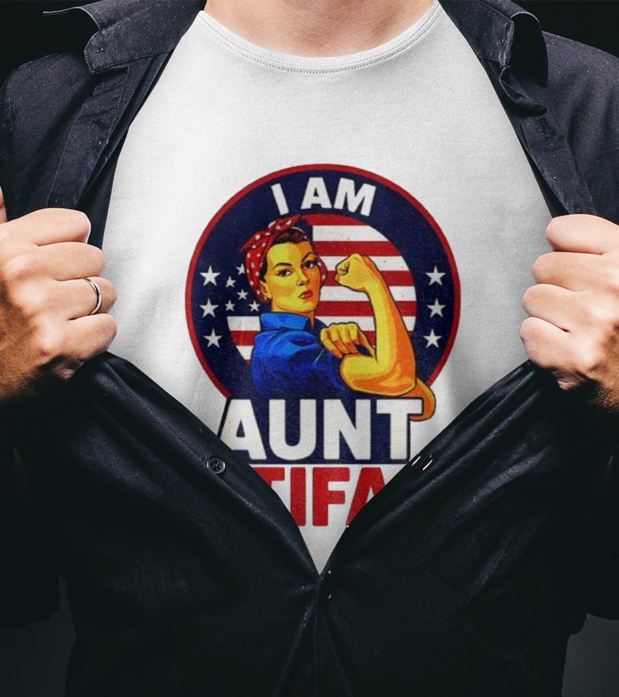 I Am Aunt Tifa Feminist Vintage American Flag T-Shirt