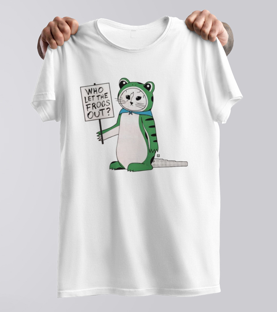Frog Cat Costume Who Let The Frogs Out Sign T-Shirt