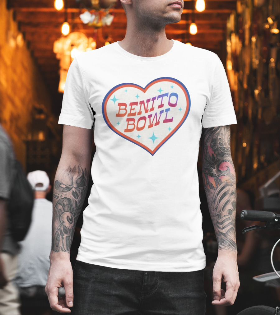 Benito Bowl Heart Design Football 2026 Super Bowl T-Shirt