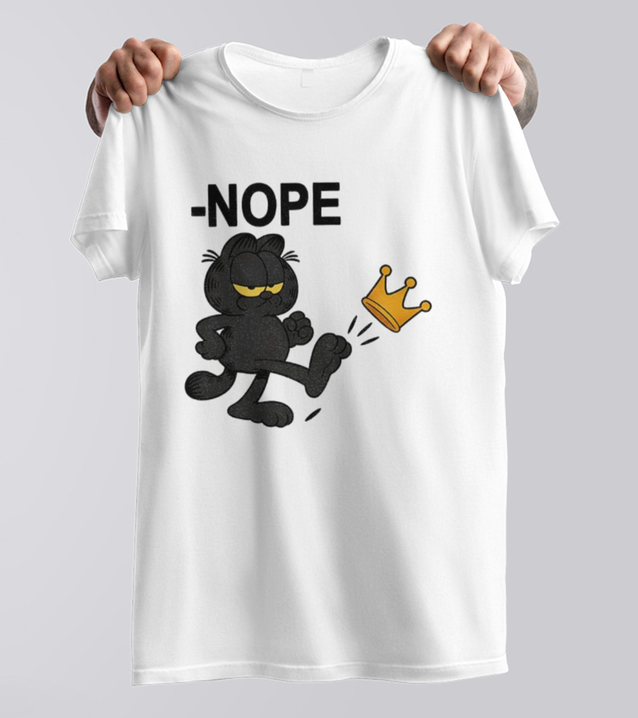 NOPE Black Cat Kicking Crown No Kings In America T-Shirt