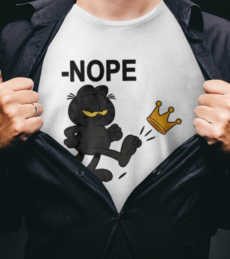 NOPE Black Cat Kicking Crown No Kings In America T-Shirt