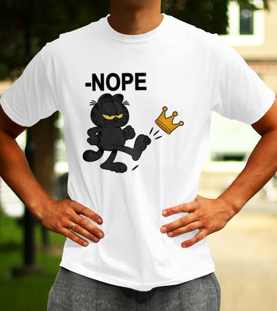 NOPE Black Cat Kicking Crown No Kings In America T-Shirt
