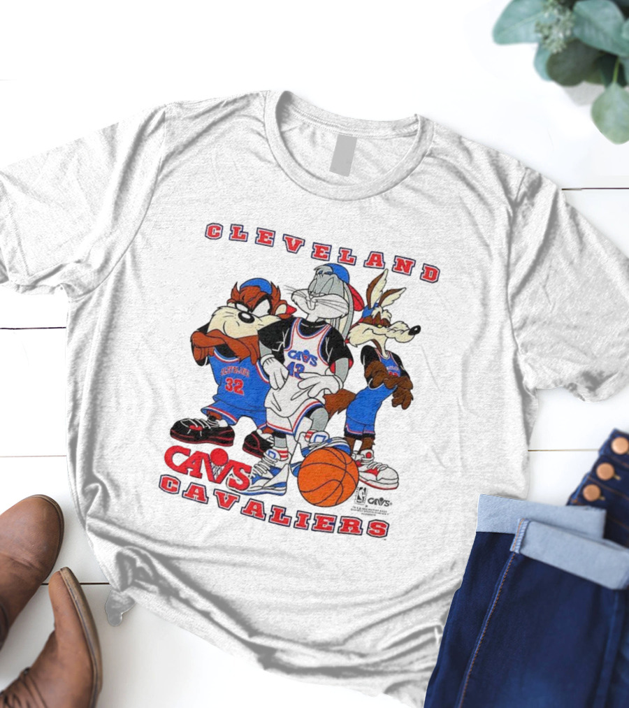 Cleveland Cavaliers NBA Cavs Looney Tunes Characters Bugs Bunny Taz Wile E. Coyote T-Shirt