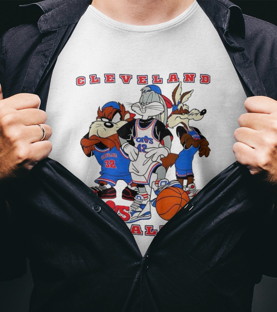 Cleveland Cavaliers NBA Cavs Looney Tunes Characters Bugs Bunny Taz Wile E. Coyote T-Shirt