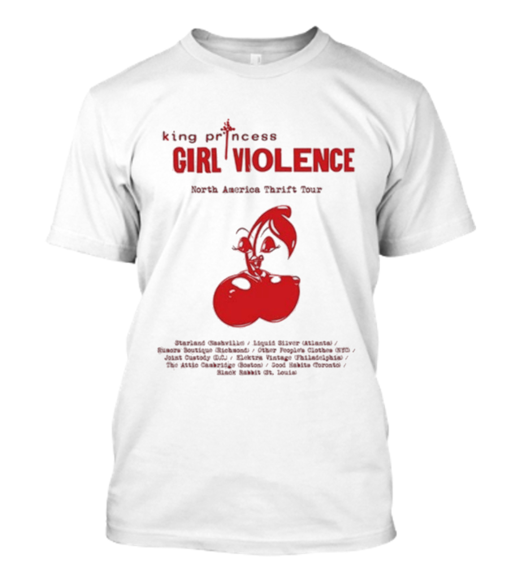 King Princess Girl Violence North America Thrift Tour Cherry Dates 2025 T-Shirt
