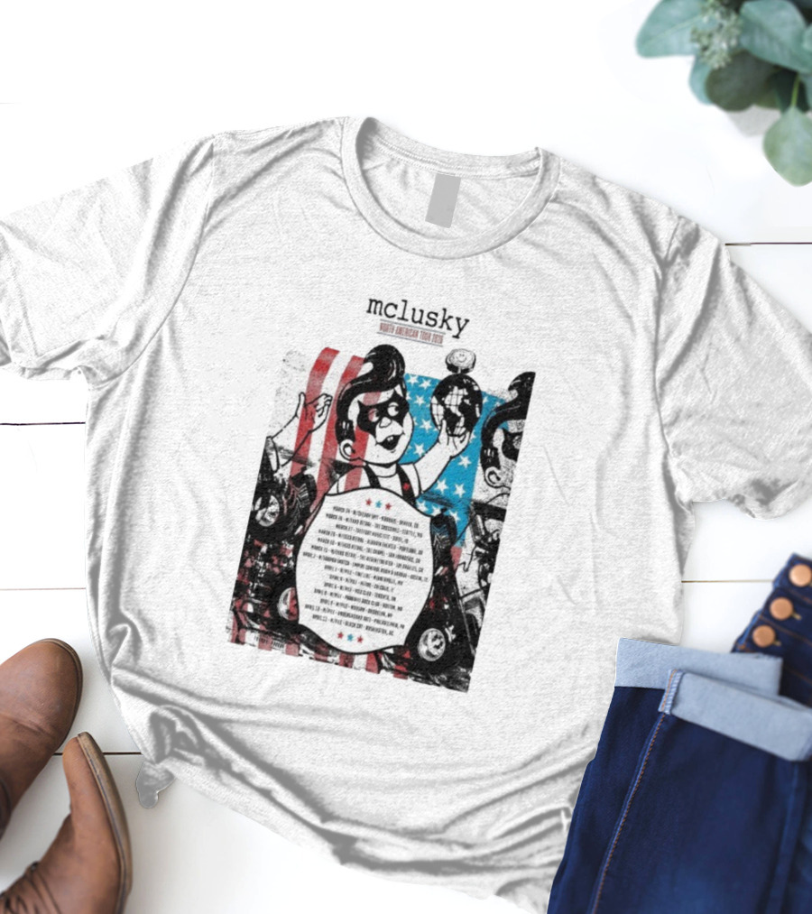 Mclusky North American 2026 Tour Red Blue Stripes March April Dates T-Shirt