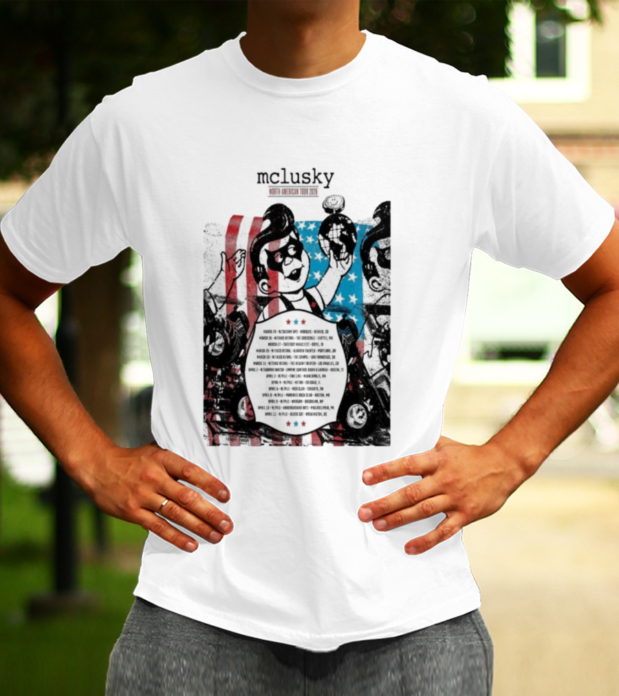 Mclusky North American 2026 Tour Red Blue Stripes March April Dates T-Shirt