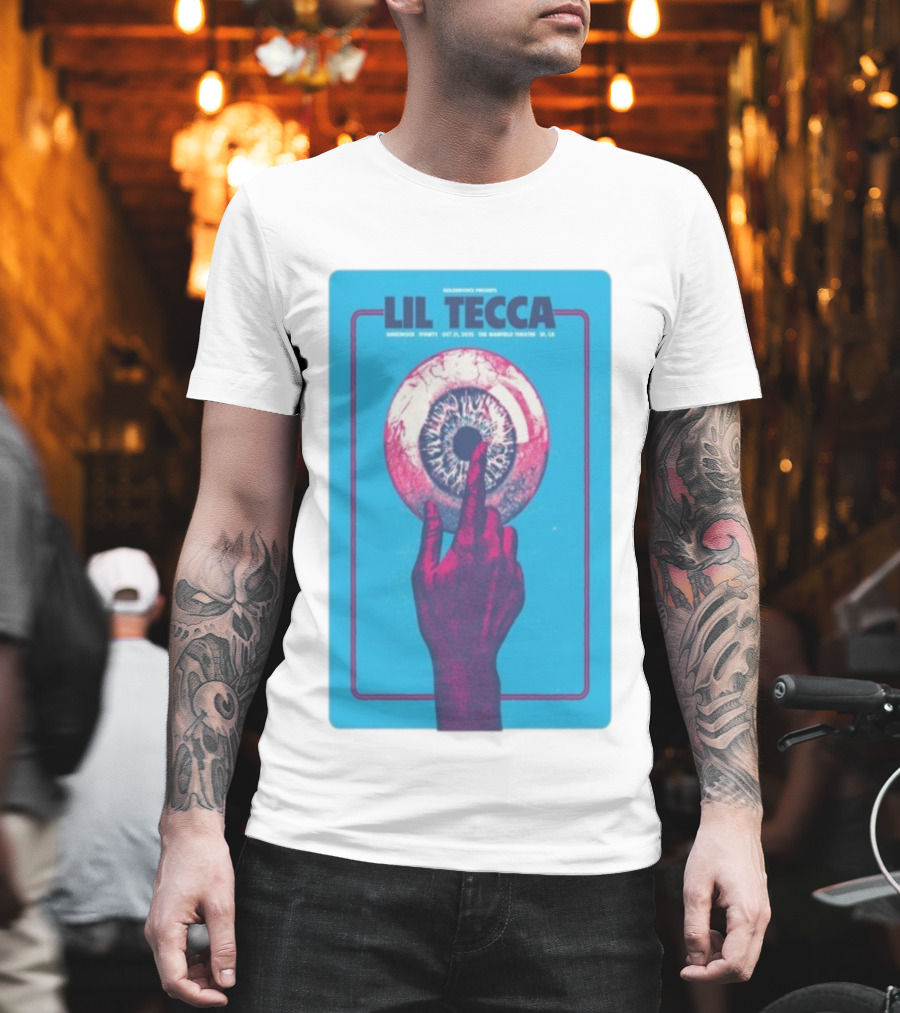 Lil Tecca Live At The Warfield Theatre San Francisco Oct 21 2025 Hand Eye Iconography T-Shirt