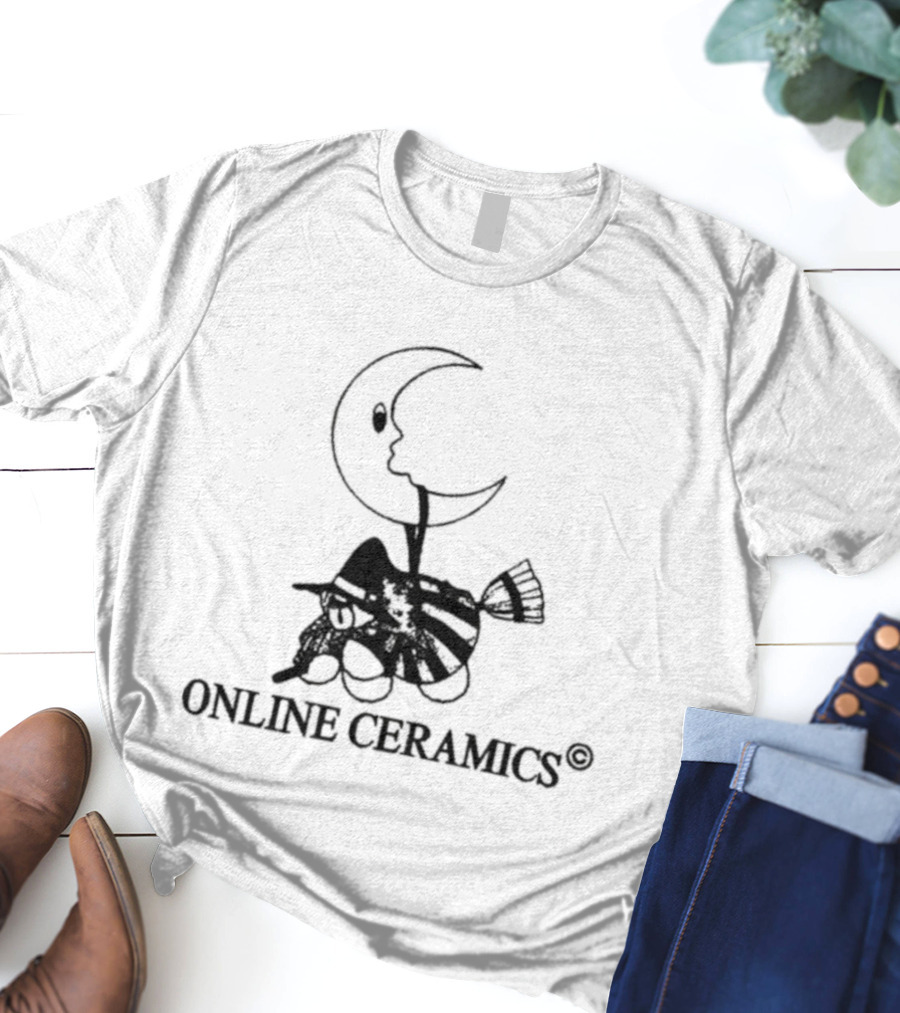 Online Ceramics Halloween Witch Moon T-Shirt