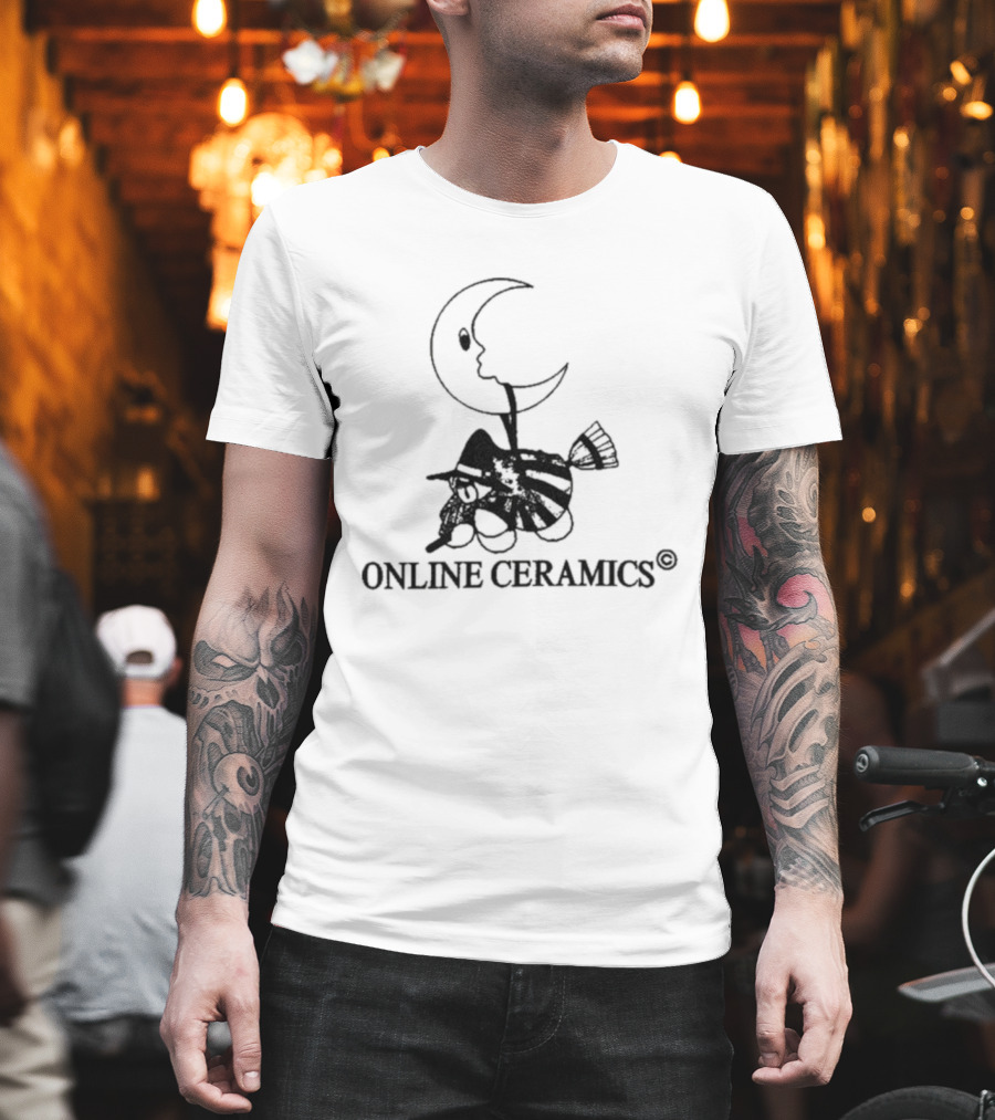 Online Ceramics Halloween Witch Moon T-Shirt