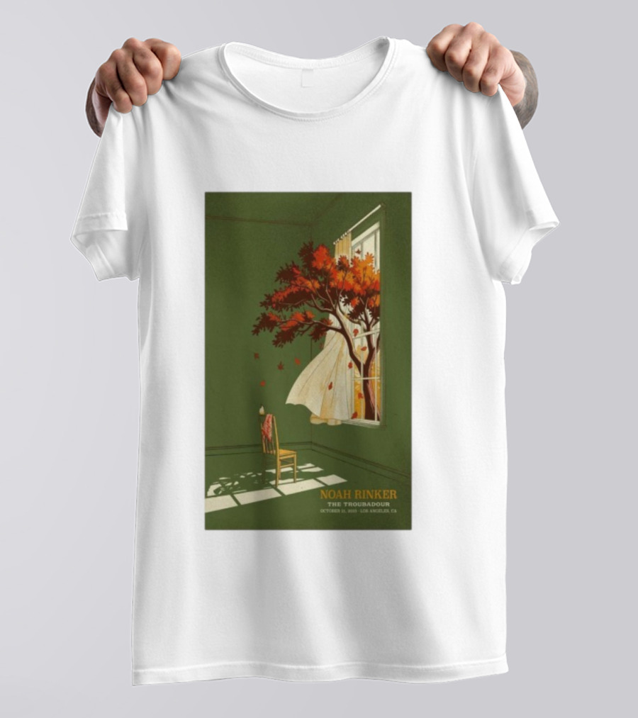 Noah Rinker The Troubadour Los Angeles Oct 21 2025 Autumn Tree Window Scene T-Shirt