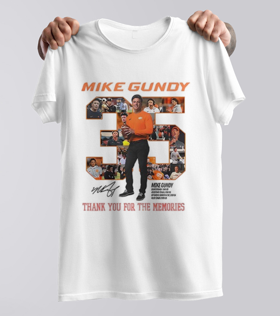 Mike Gundy 35 Years OSU Cowboy Football Thank You For The Memories T-Shirt