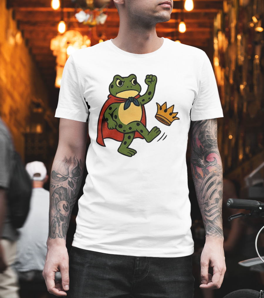 Portland Frog No Kings In America Anti Trump Kicking Crown T-Shirt