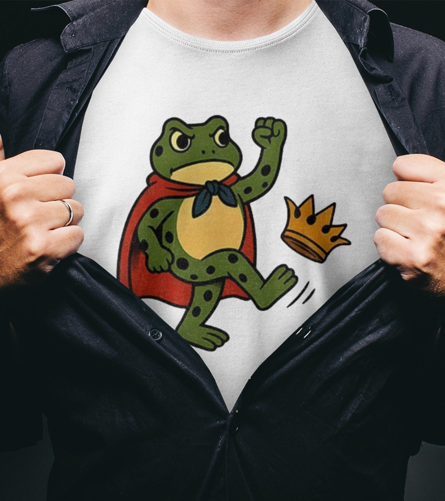 Portland Frog No Kings In America Anti Trump Kicking Crown T-Shirt