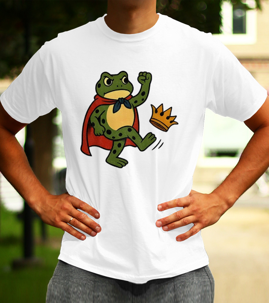 Portland Frog No Kings In America Anti Trump Kicking Crown T-Shirt