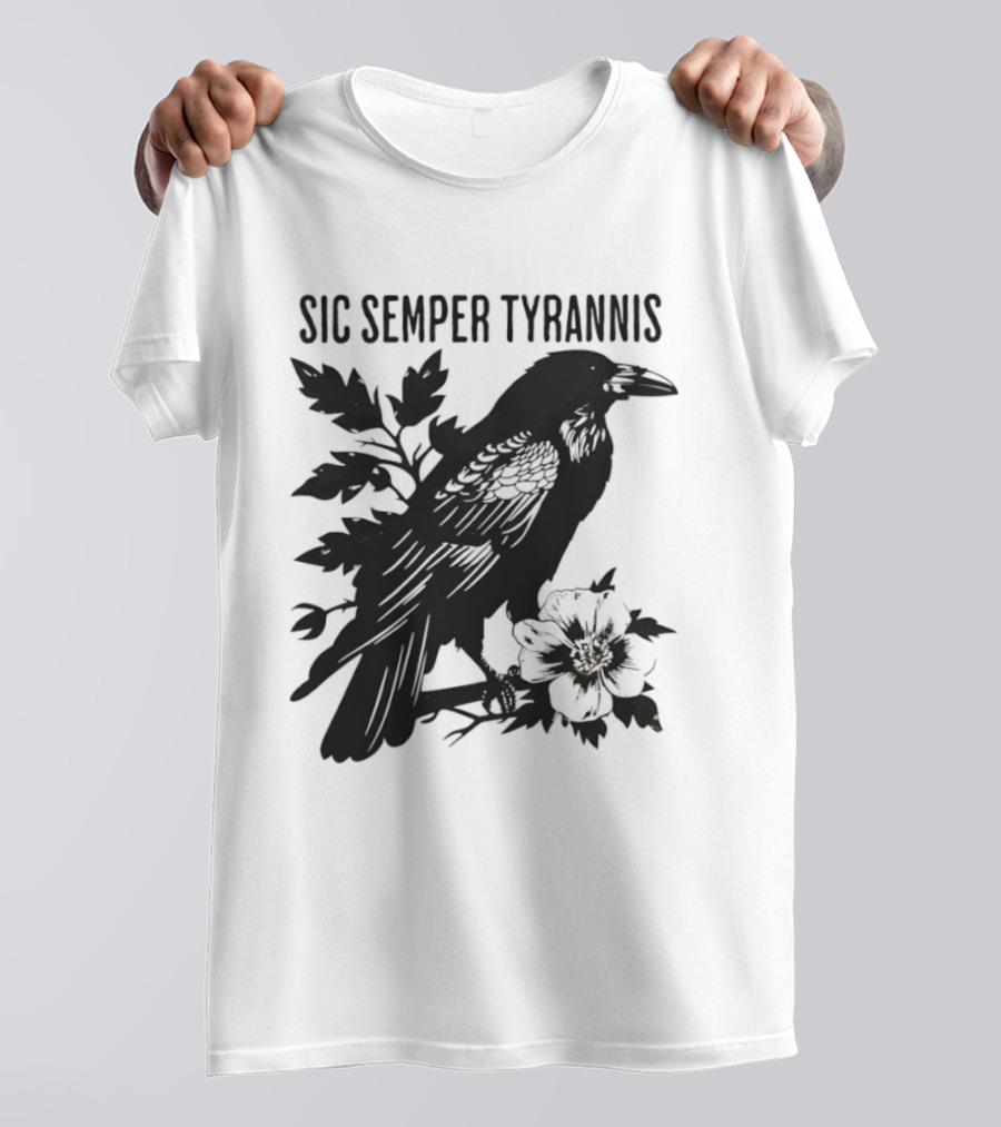 Sic Semper Tyrannis Raven With Leaves Graphic T-Shirt
