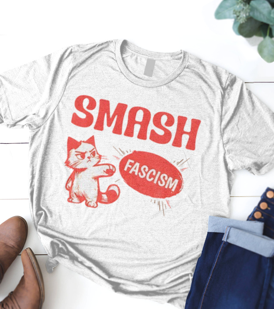 Smash Fascism Feminist Cat Paw Punch Activist Protest T-Shirt