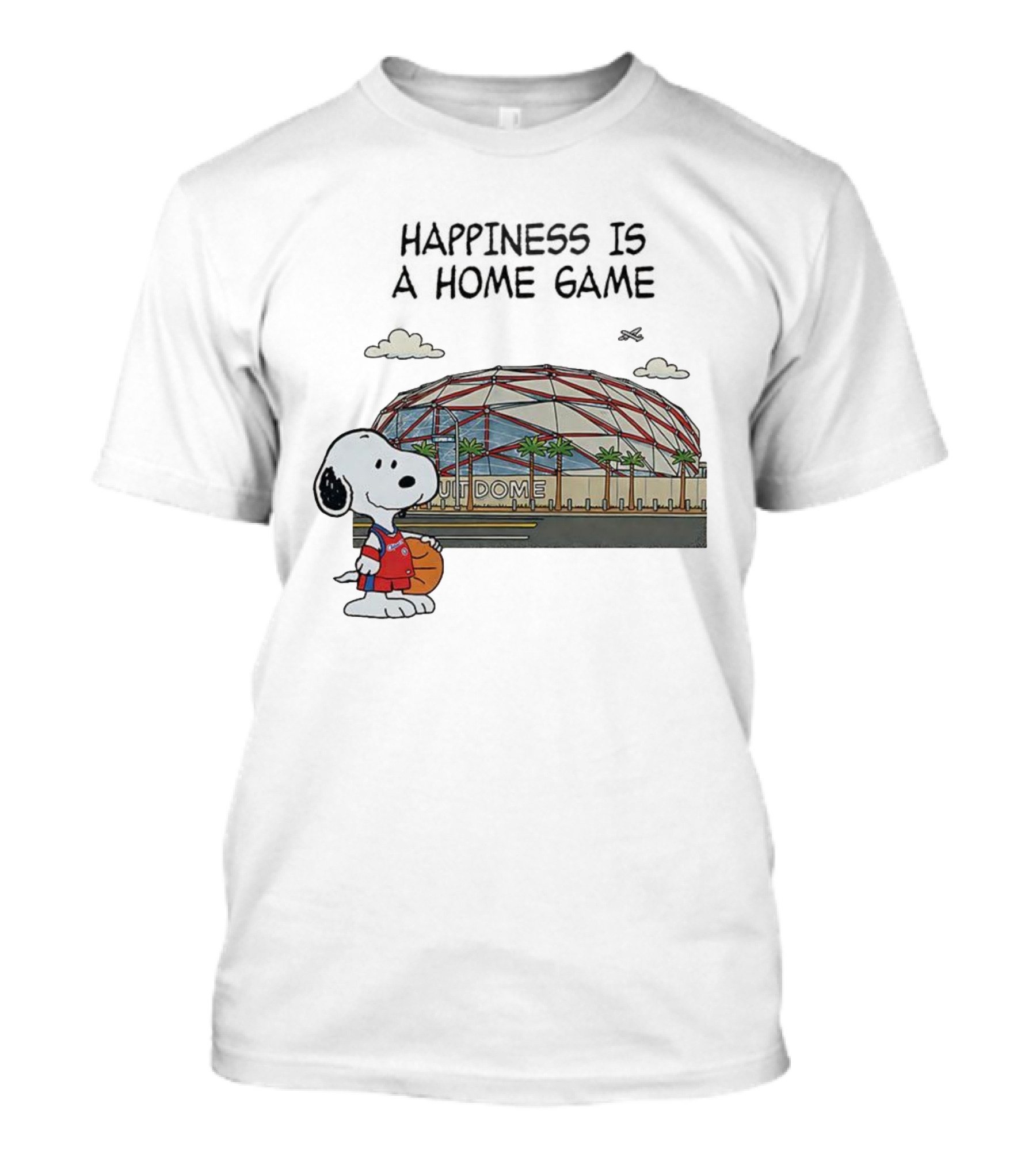Snoopy Peanuts Happiness Is A Home Game Stadium Dome Basketball T-Shirt