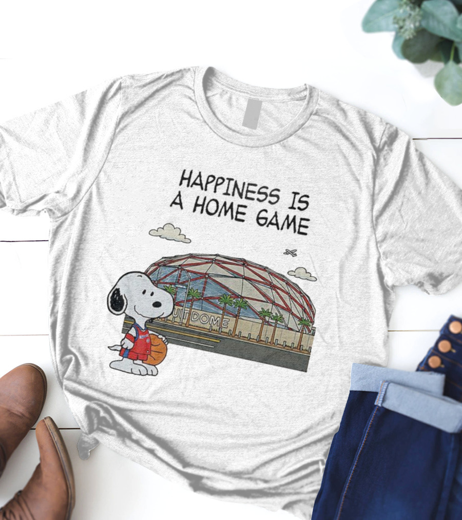Snoopy Peanuts Happiness Is A Home Game Stadium Dome Basketball T-Shirt