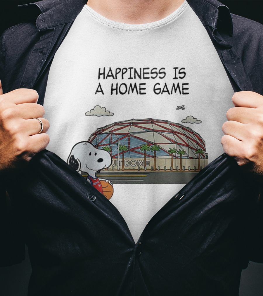 Snoopy Peanuts Happiness Is A Home Game Stadium Dome Basketball T-Shirt