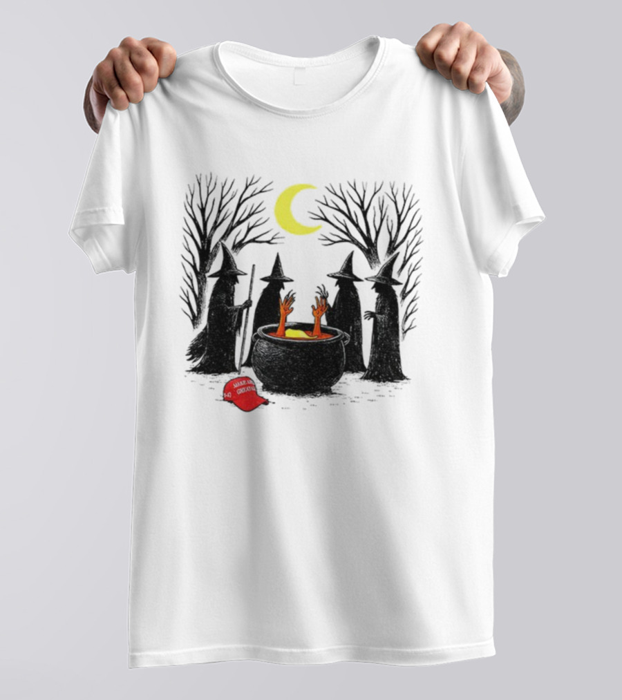 Spooky Witch Halloween Brewing Cauldron Make America Great Again Red Hat T-Shirt