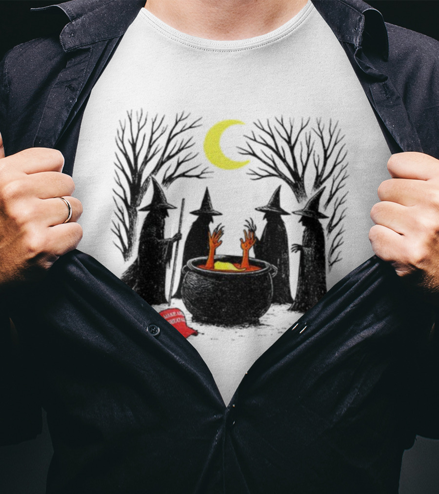 Spooky Witch Halloween Brewing Cauldron Make America Great Again Red Hat T-Shirt