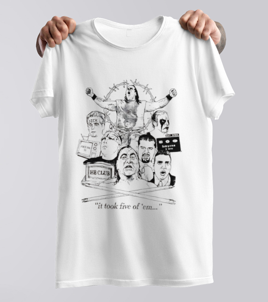 Zandig Jesus It Took Five Of Em Wrestling CZW Combat Zone Pro Wrestlers T-Shirt