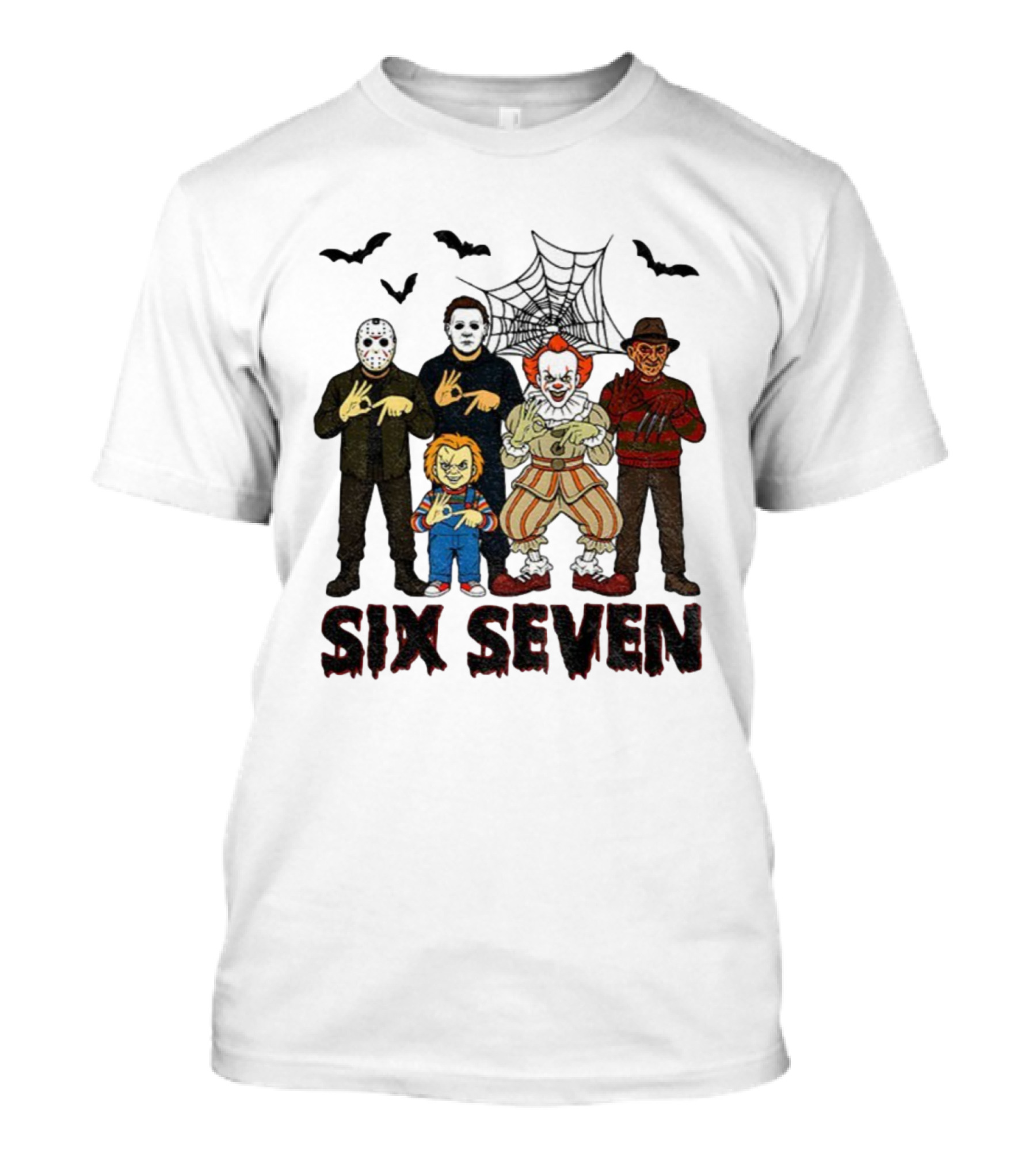 Six Seven Halloween Movie Villains Spooky Season T-Shirt