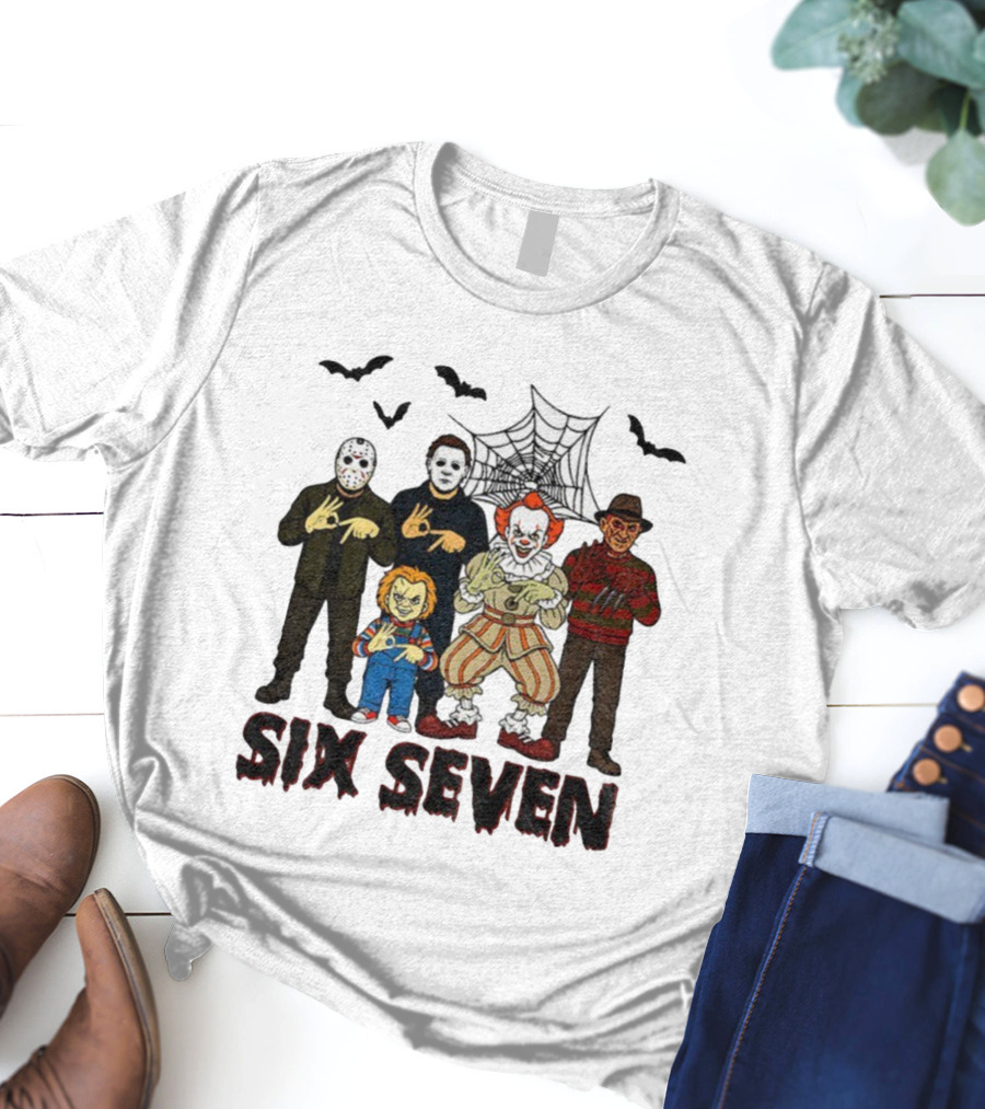 Six Seven Halloween Movie Villains Spooky Season T-Shirt
