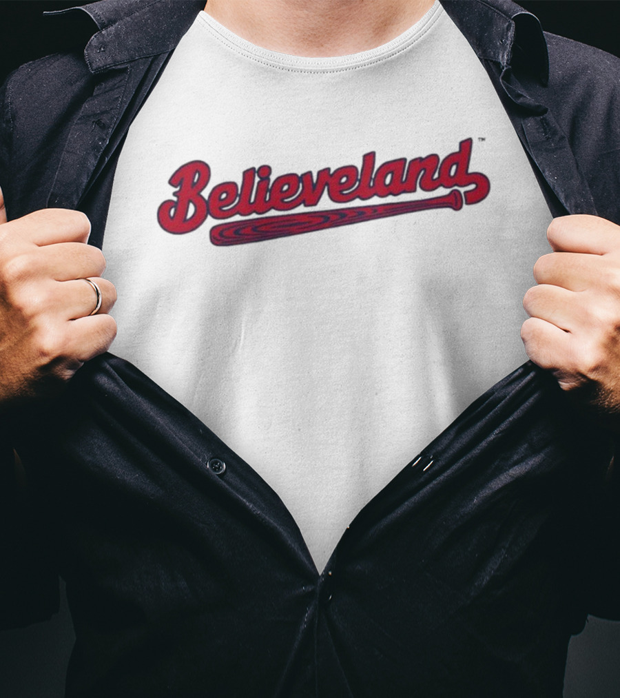 Believeland Baseball Bat Script Retro Theme T-Shirt