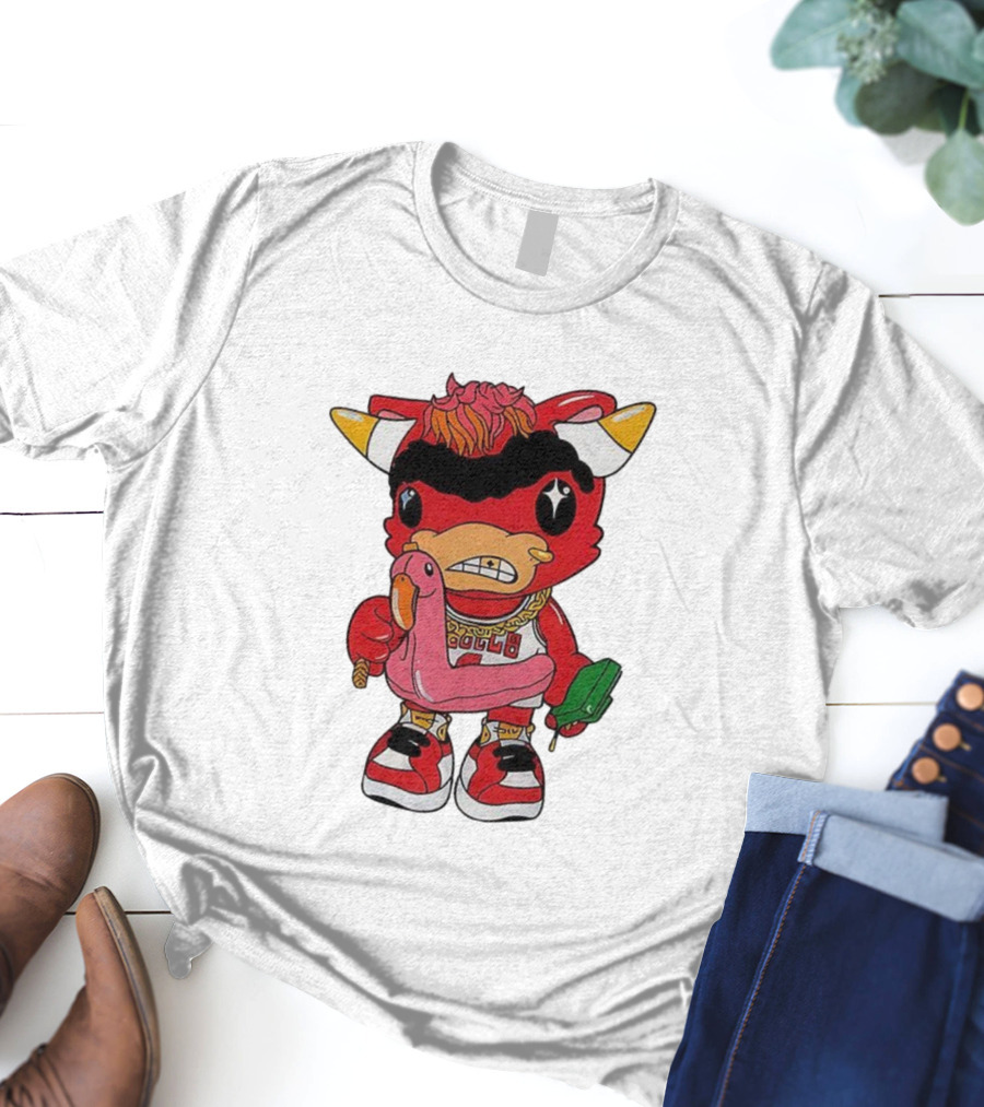 Benny The Bull Lil Benny 2025 Mascot Graphic Bulls Basketball Cartoon T-Shirt
