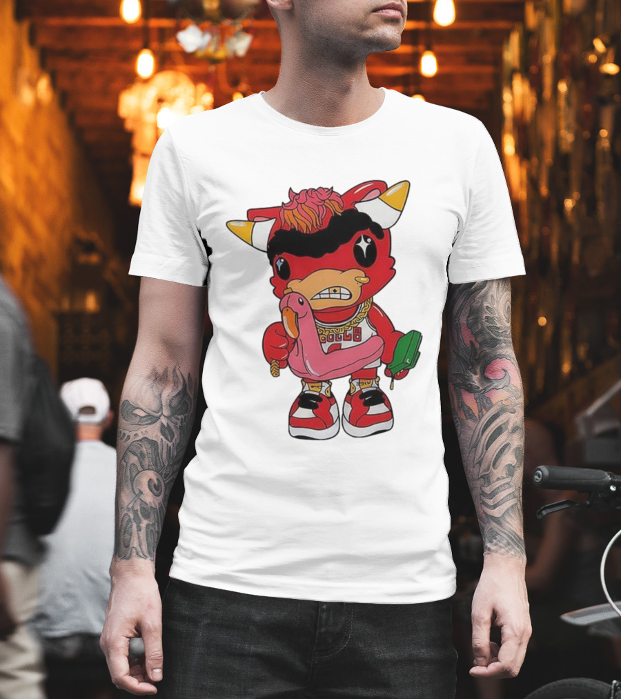 Benny The Bull Lil Benny 2025 Mascot Graphic Bulls Basketball Cartoon T-Shirt