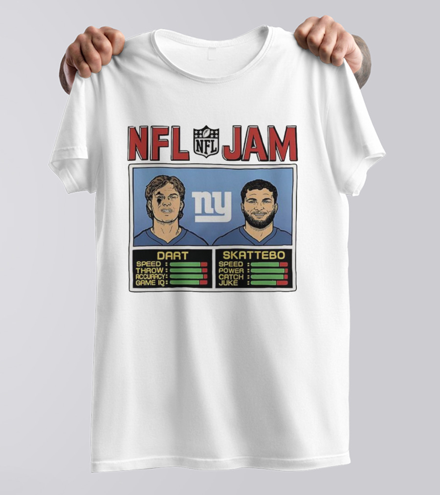 New York Giants NFL Jam Cam Skattebo Jaxson Dart Classic Video Game Theme T-Shirt