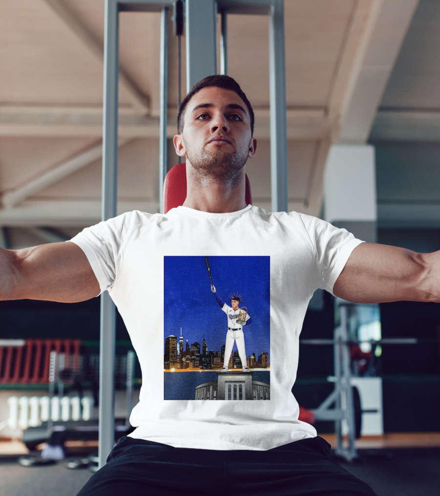 Freddie Freeman Dodgers Statue Of Liberty New York Skyline 2024 MVP T-Shirt