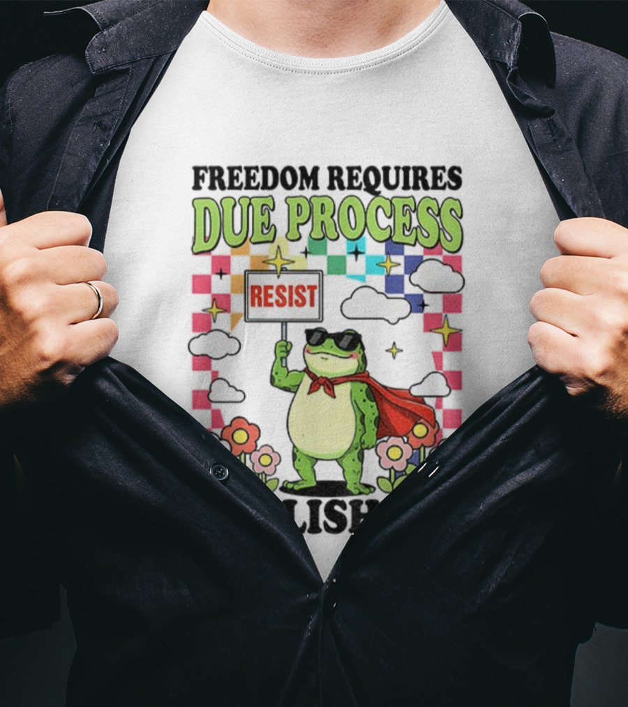 Freedom Requires Due Process Frog Resist Abolish ICE T-Shirt