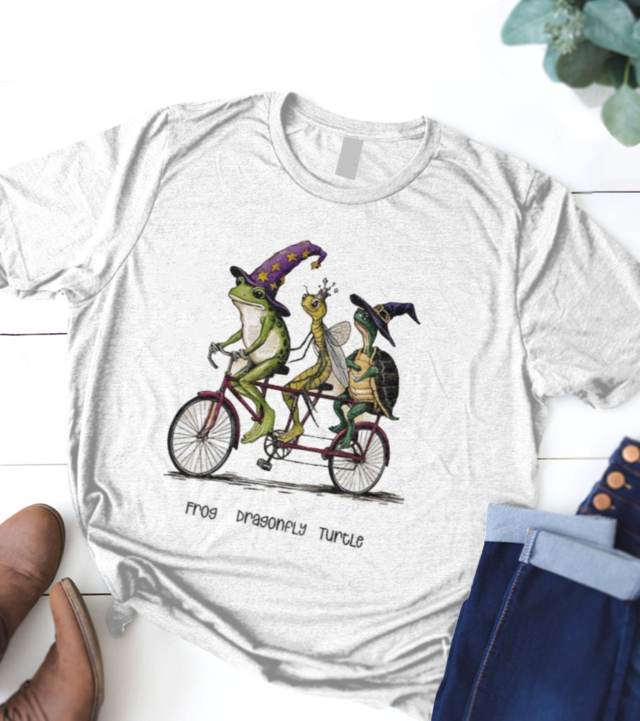 Witch Frog Dragonfly Turtle Halloween FDT Anti Trump Riding Bicycle T-Shirt