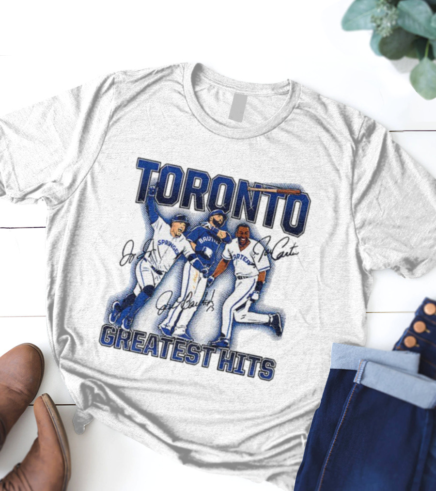 Toronto Blue Jays Joe Carter Jose Bautista George Springer Greatest Hits MLB Signatures T-Shirt