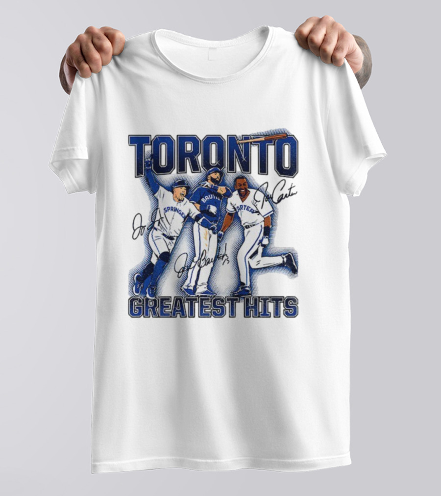 Toronto Blue Jays Joe Carter Jose Bautista George Springer Greatest Hits MLB Signatures T-Shirt