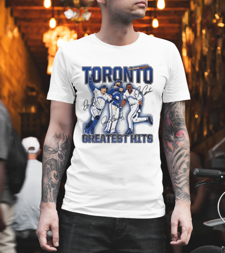 Toronto Blue Jays Joe Carter Jose Bautista George Springer Greatest Hits MLB Signatures T-Shirt