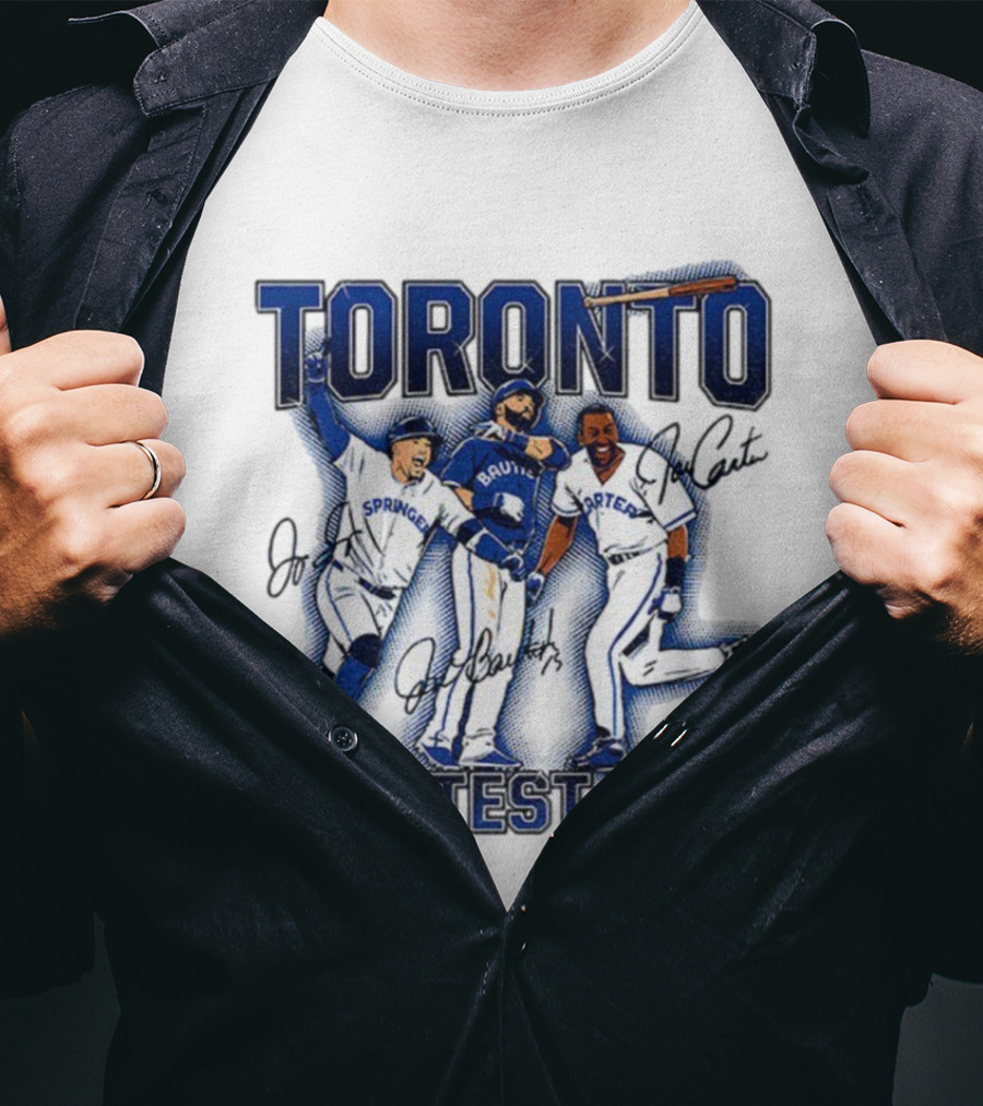 Toronto Blue Jays Joe Carter Jose Bautista George Springer Greatest Hits MLB Signatures T-Shirt