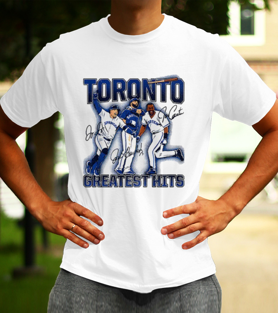 Toronto Blue Jays Joe Carter Jose Bautista George Springer Greatest Hits MLB Signatures T-Shirt