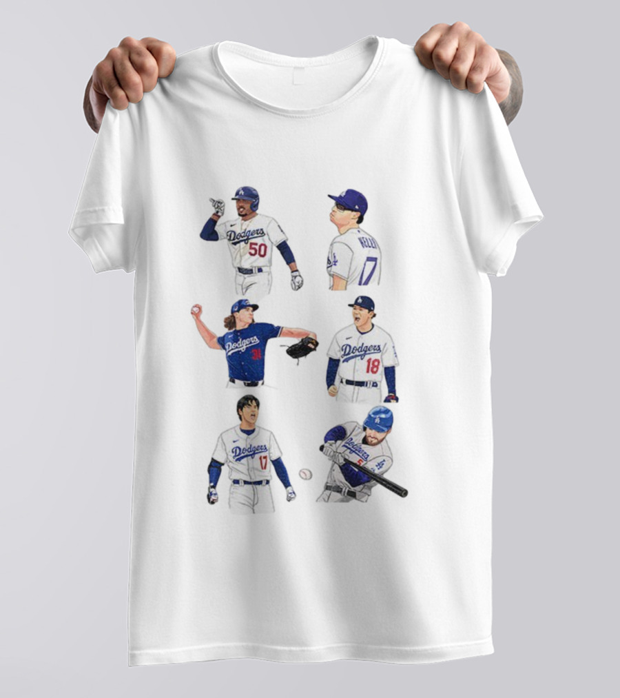 Los Angeles Dodgers Mookie Betts Freddie Freeman Clayton Kershaw MLB Baseball Squad T-Shirt