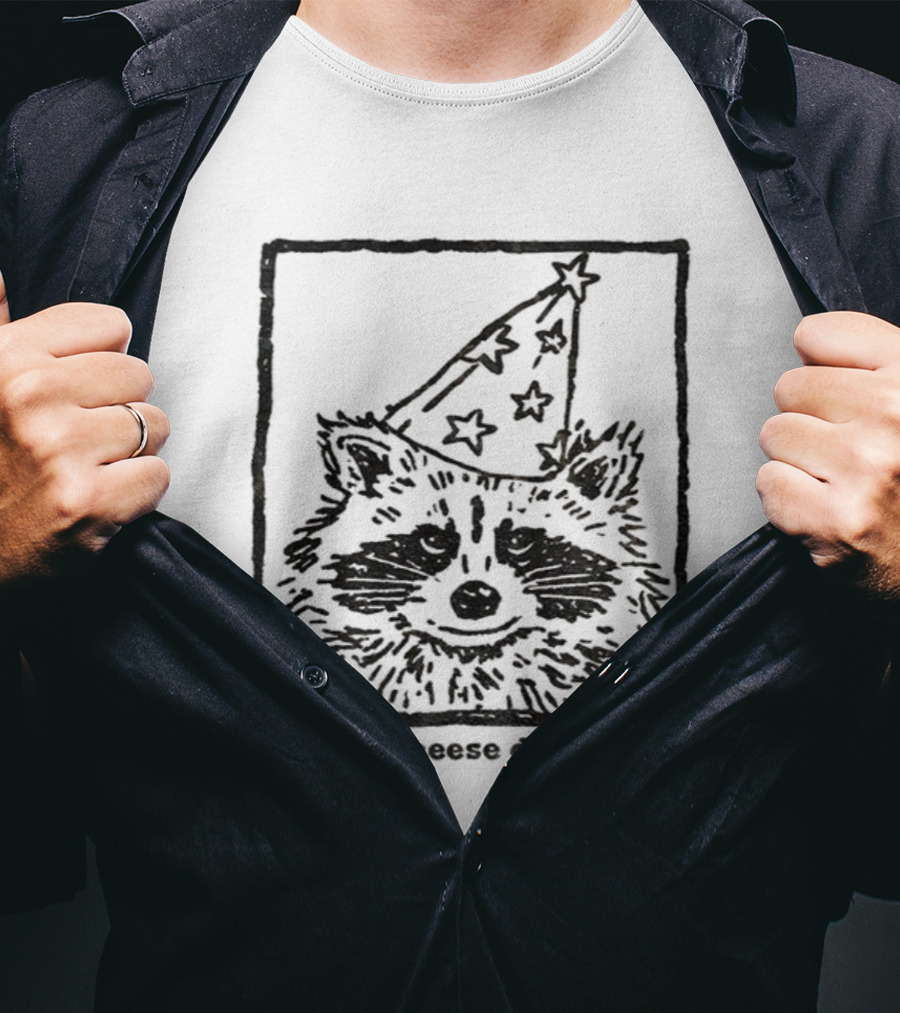 Raccoon Funny Wizard Hat Grilled Cheese Destroyer T-Shirt