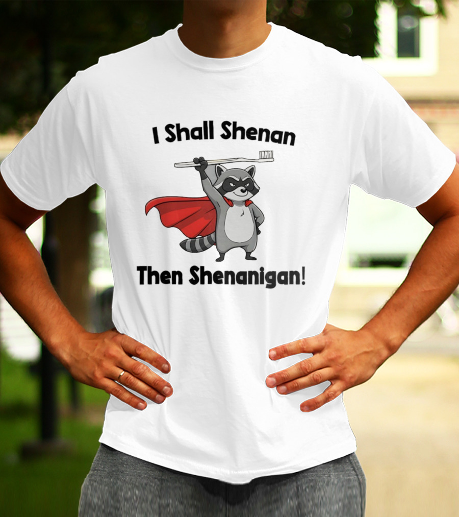 Raccoon I Shall Shenan Then Shenanigan Superhero Toothbrush Cloak T-Shirt