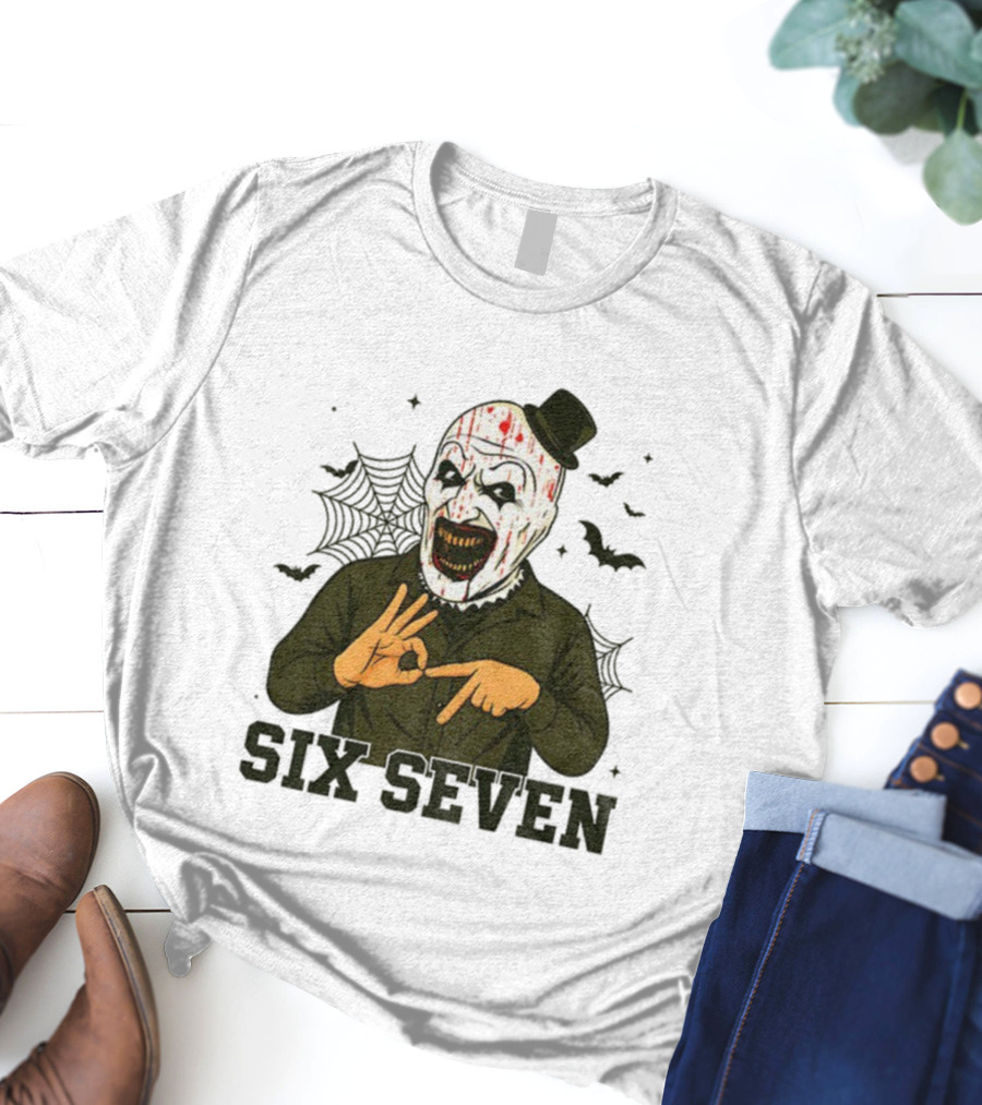 Terrifier Bundle Funny Halloween Six Seven Creepy Clown Costume T-Shirt